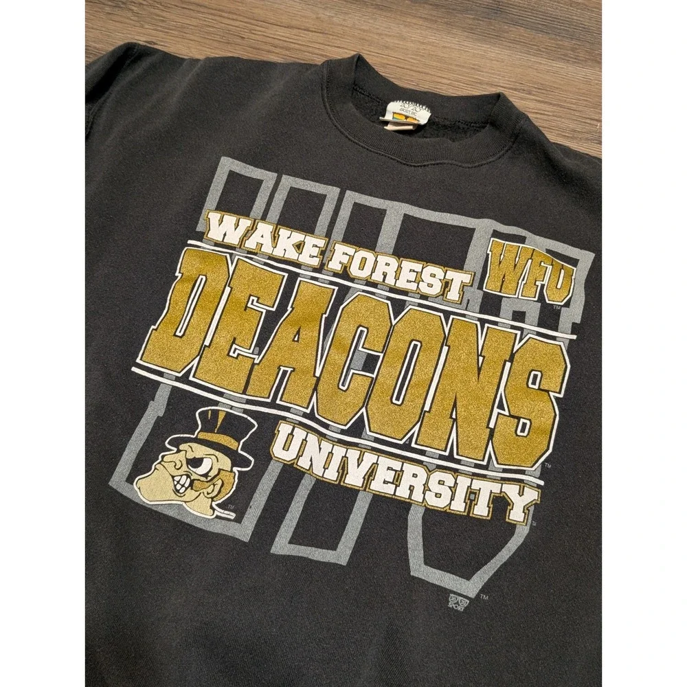 Wake Forest University Deacons Sweatshirt Pullover Black 20 20 Sport Inc XL - Picture 3 of 6